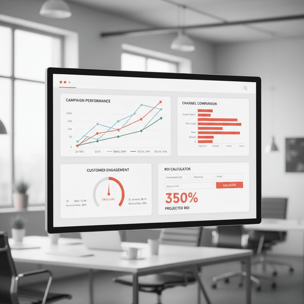 Marketing analytics dashboard showing campaign performance metrics