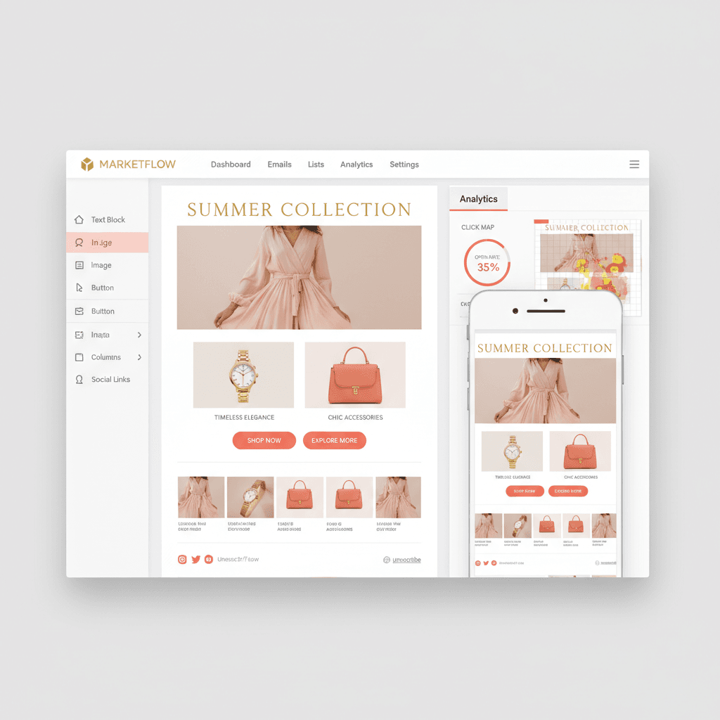 Drag-and-drop email campaign builder interface